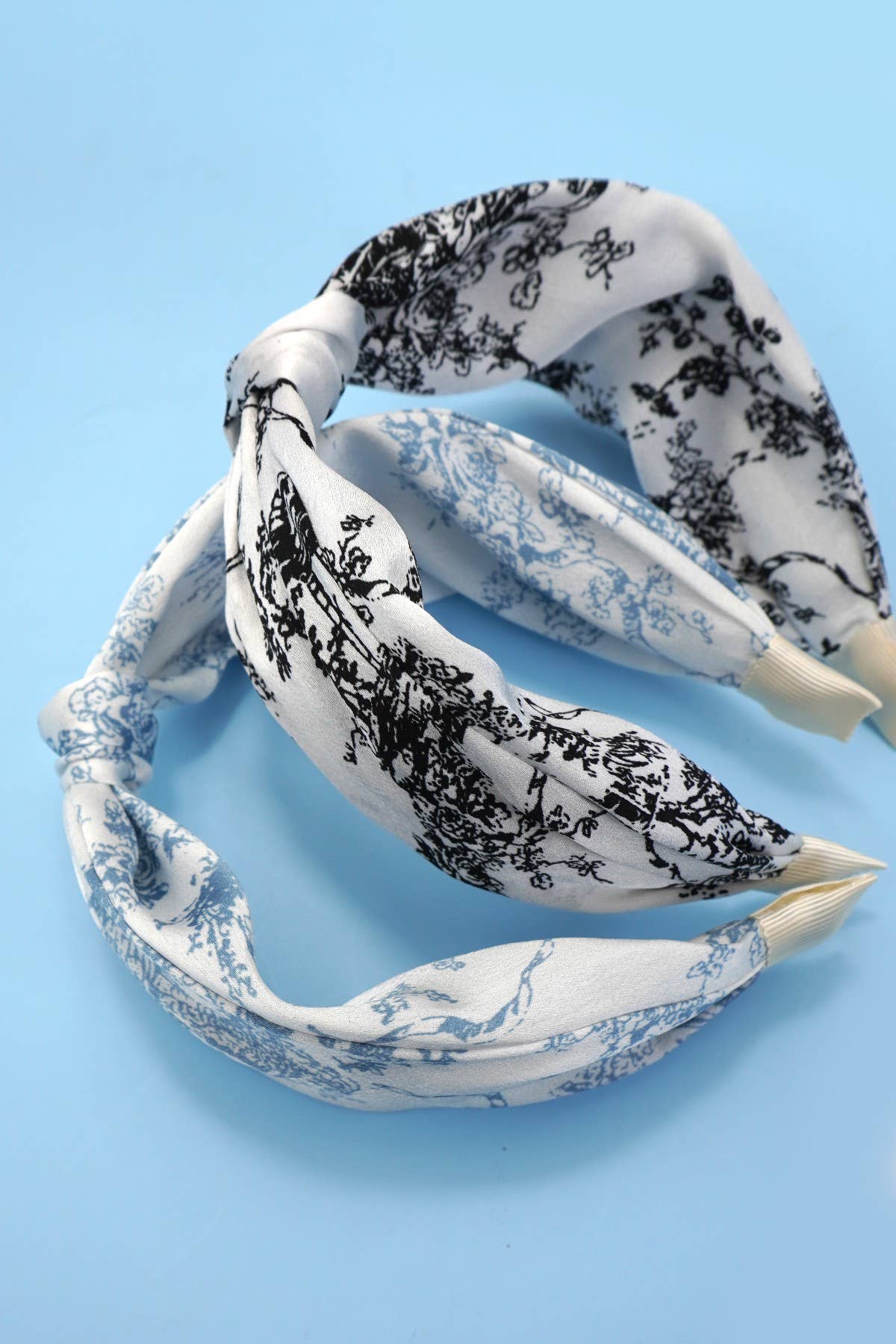 FLORAL TOILE PATTERN VINTAGE HAIR BAND BANGS | 40HB168: Blue