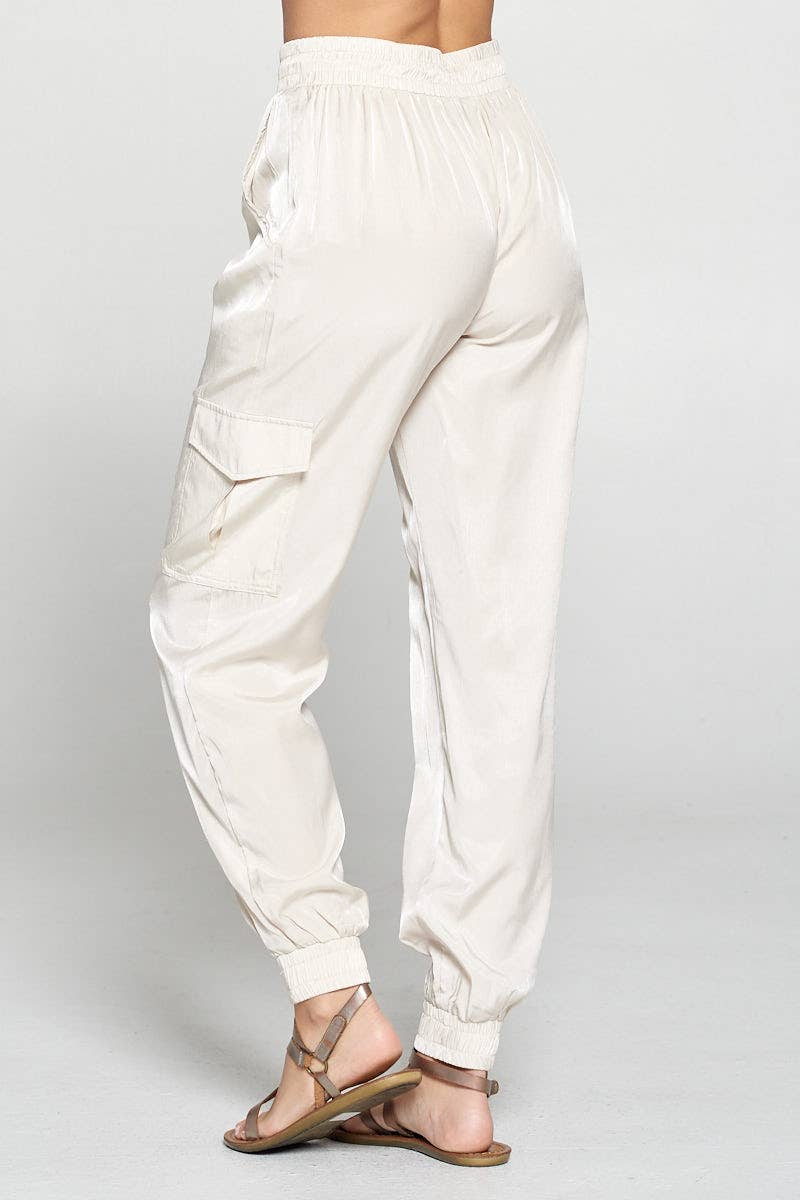 WOVEN CARGO PANTS - OYSTER: MEDIUM