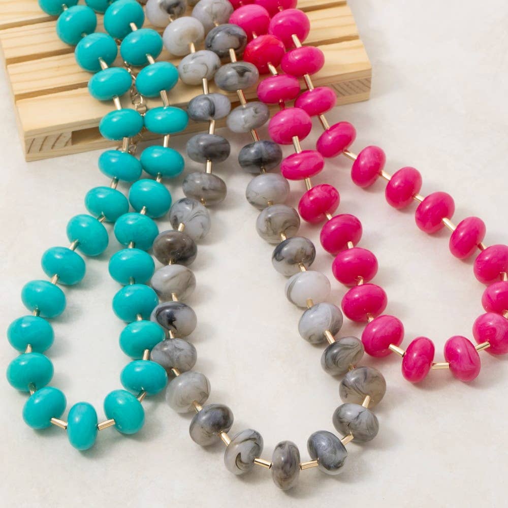 Gold Dipped Bars And Resin Beads Necklace: GDFSH