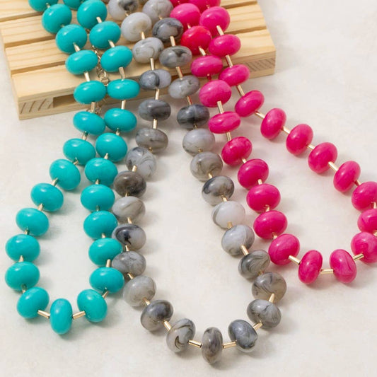 Gold Dipped Bars And Resin Beads Necklace: GDFSH