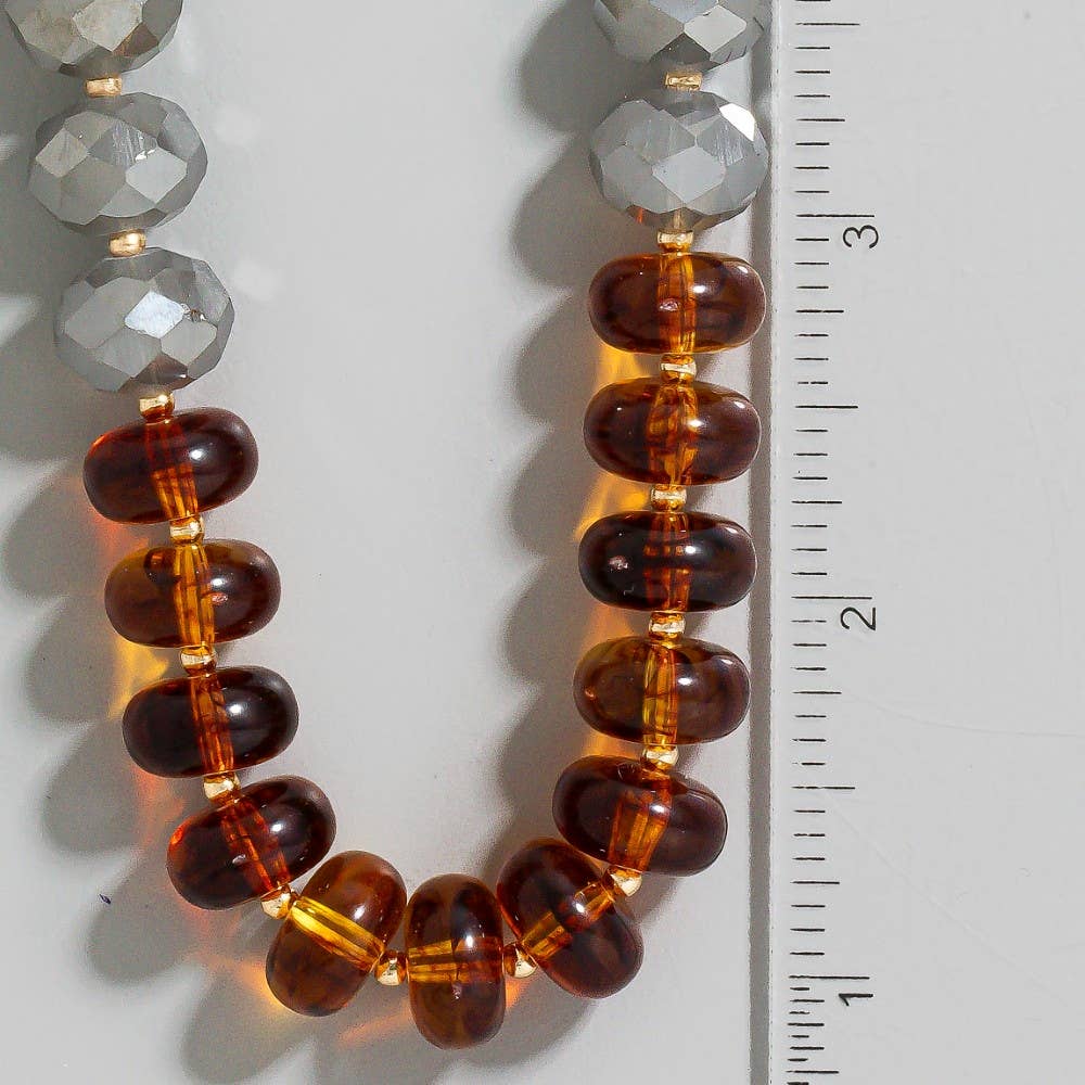 Mixed Faceted And Marble Resin Disc Beads Necklace: MUL