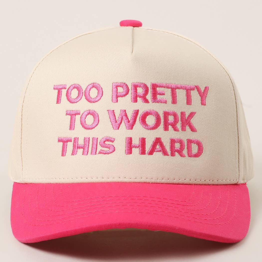 TOO PRETTY TO WORK Embroidery Trucker Hat: LEOPARD / One Size