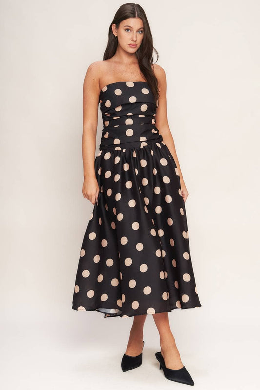 A printed woven midi dress - ID23145: Black / Contemporary / L