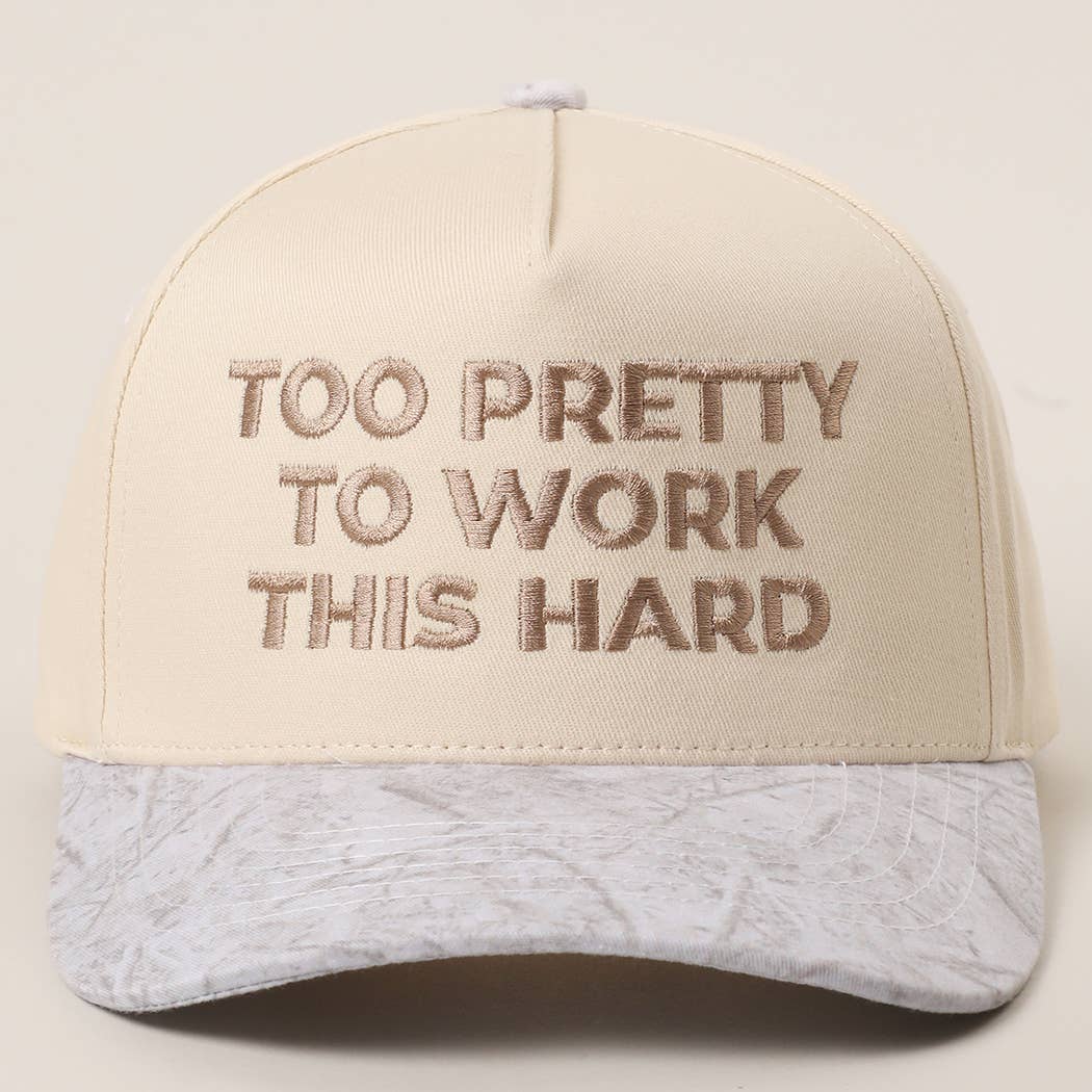 TOO PRETTY TO WORK Embroidery Trucker Hat: LEOPARD / One Size
