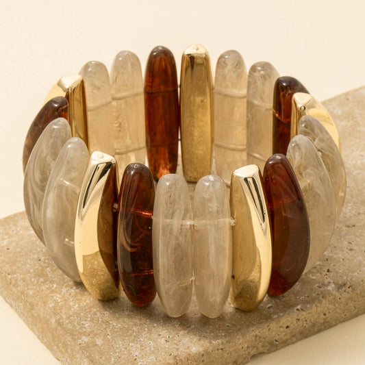Metallic And Marble Resin Bangle Bracelet: GNT