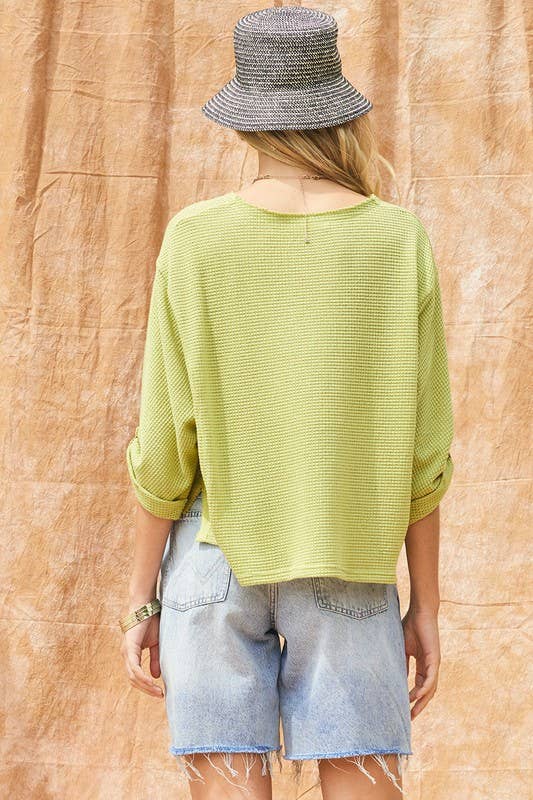Knit Waffle Top: Pistachio / M