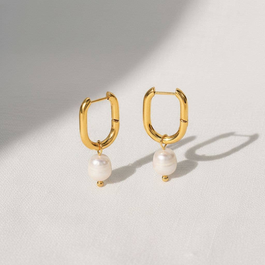 Pearl Hoop Earrings: A1