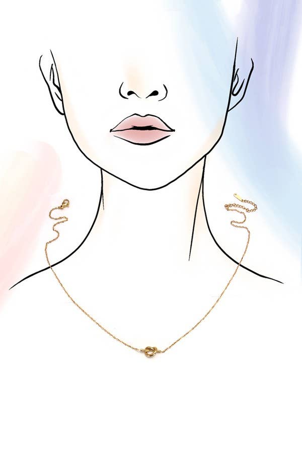 TITANIUM  STEEL NON-TARNISH KNOTTED NECKLACE | 40NK337: Gold