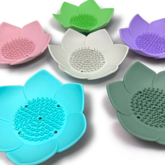 Shower Steamer Tray - Lotus Shape - Flexible Silicone: Sage green