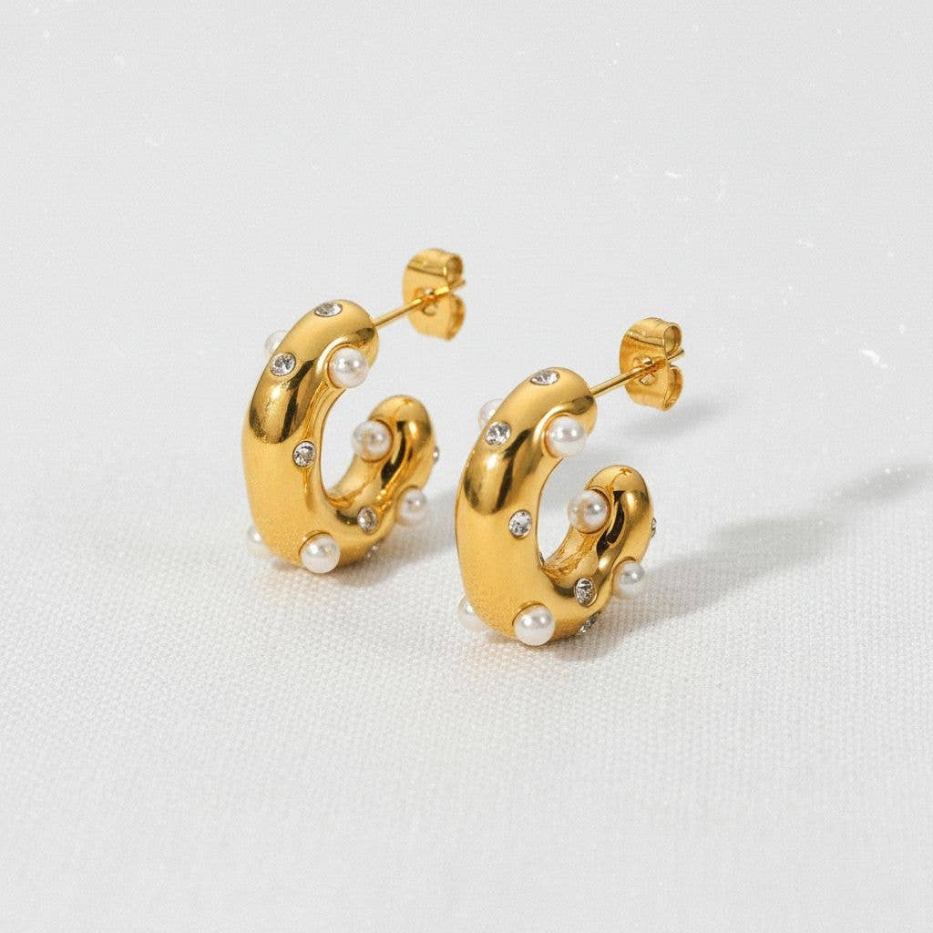 Pearl Hoop Earrings: A1