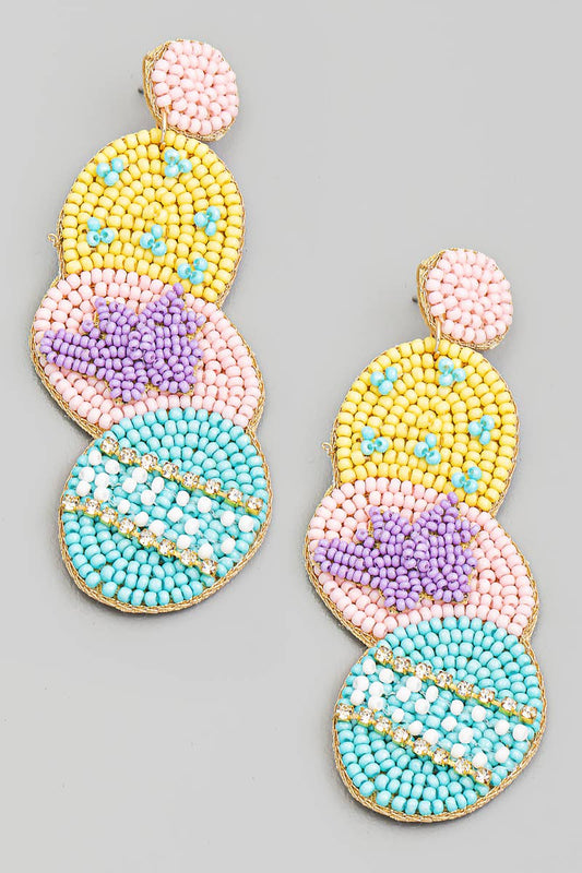 Layered Beaded Easter Egg Drop Earrings: MT