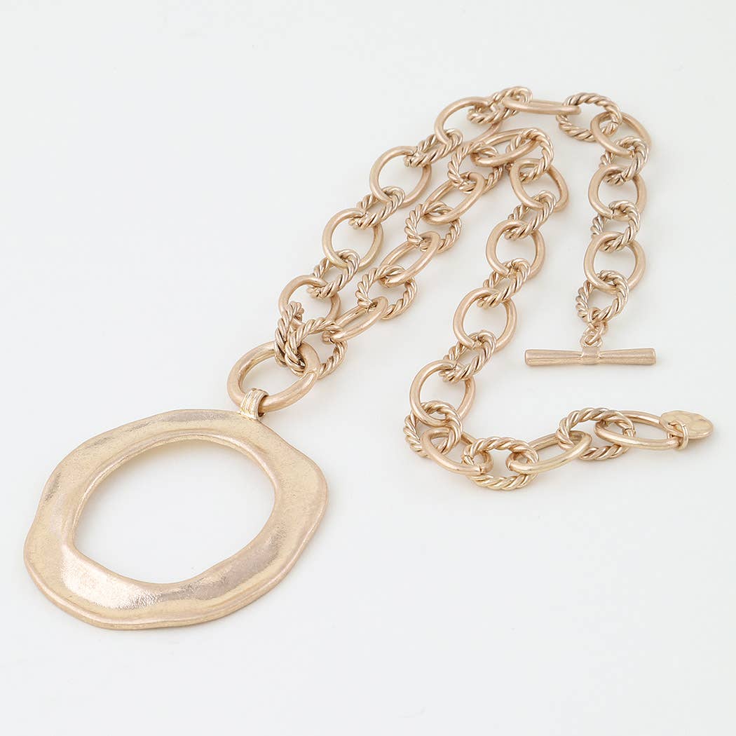 Hammered Loop Link Chain Necklace: GD