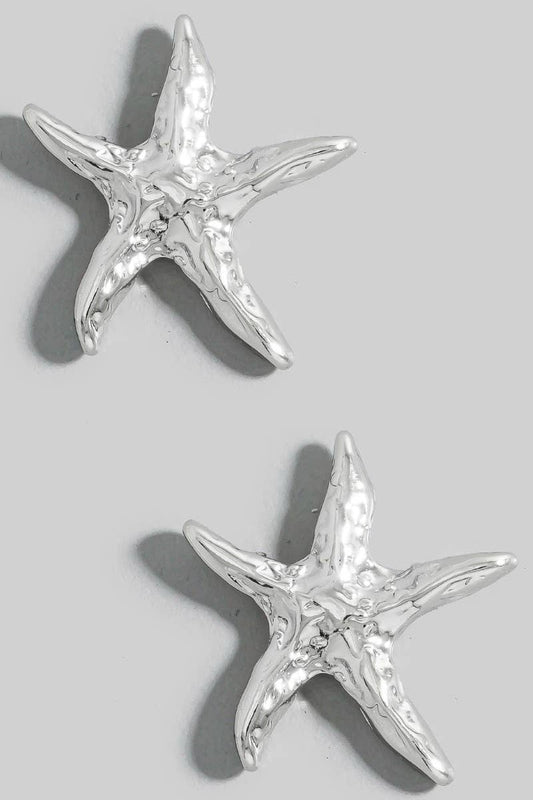 Textured Starfish Stud Earrings: SV