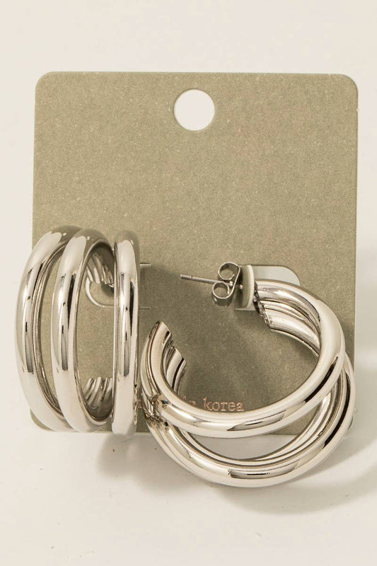 Layered Tube Hoop Earrings: S
