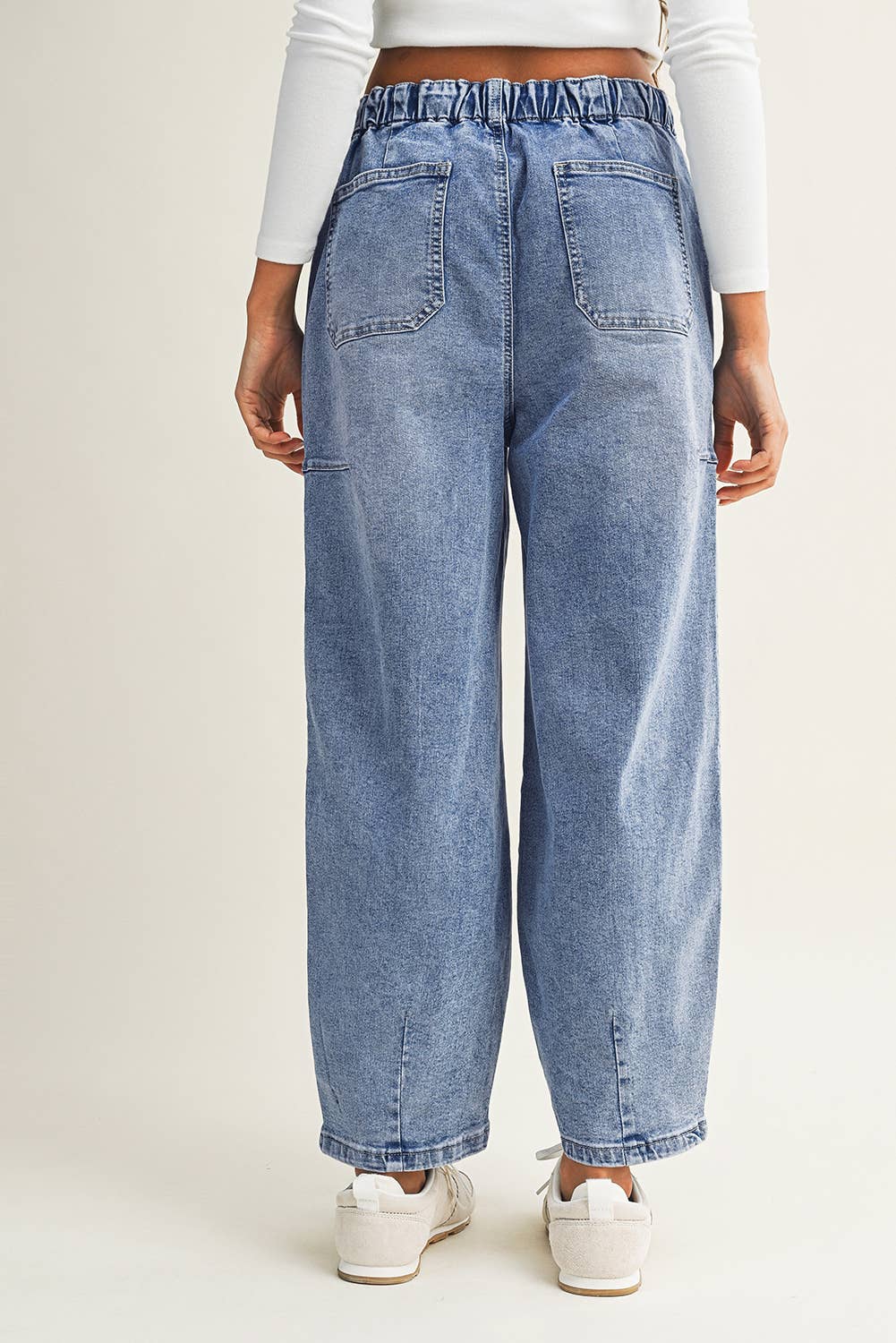LDC Large Patch Pocket Drawstring Paperbag Waist Jeans: Myosotis / 6