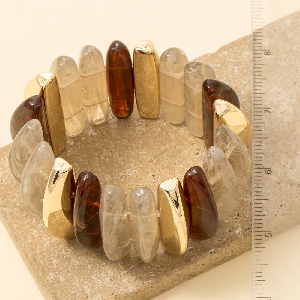 Metallic And Marble Resin Bangle Bracelet: GNT