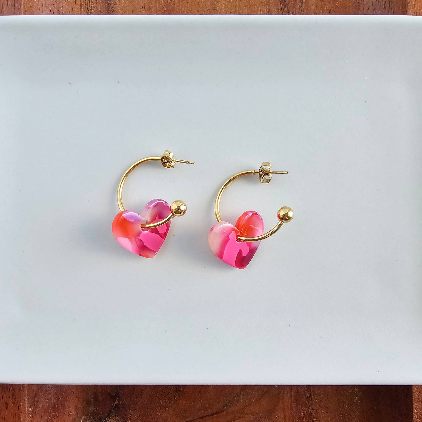 Sweetheart Hoops - Tickled Pink // Valentine's Day Earrings