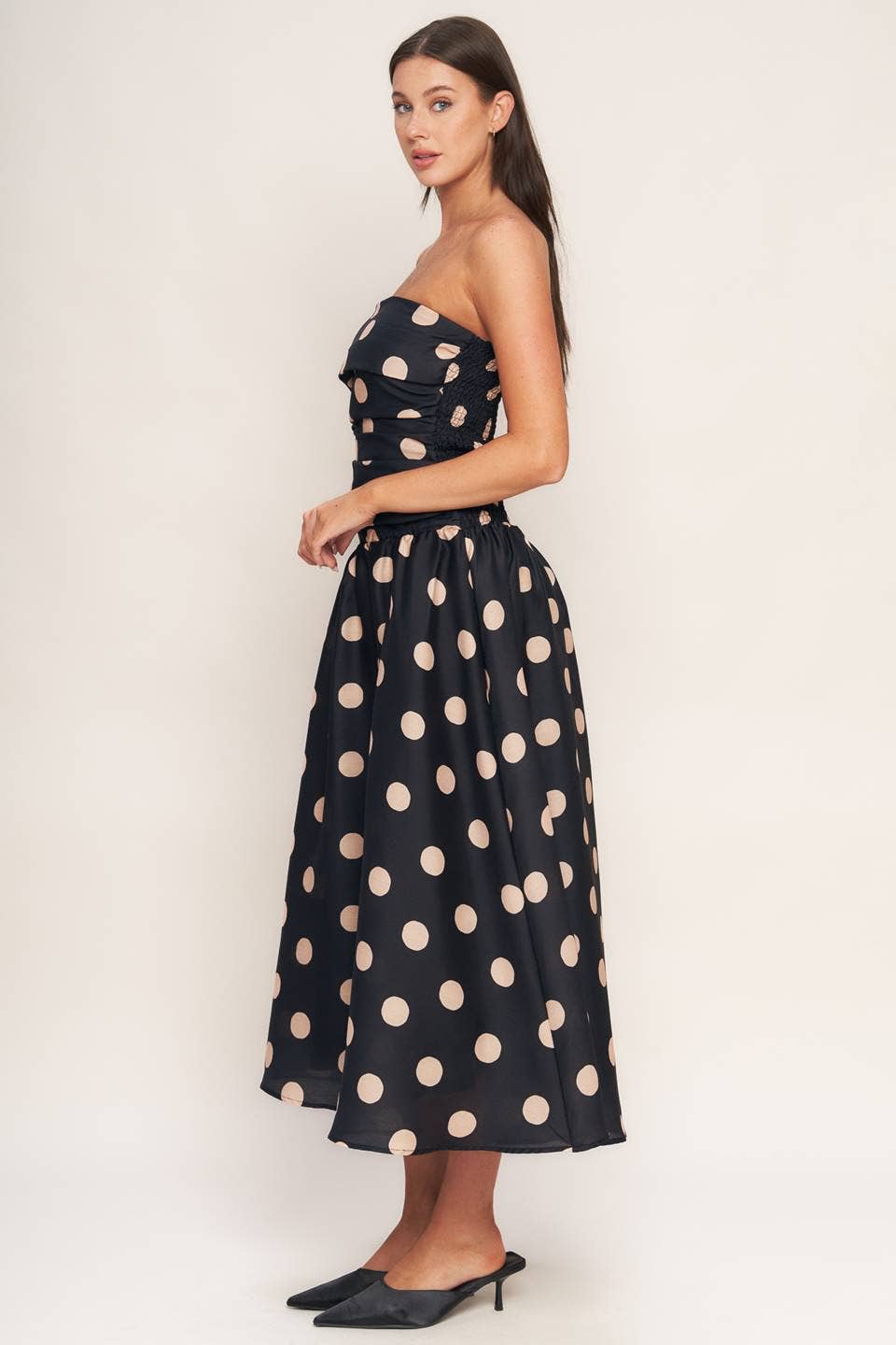 A printed woven midi dress - ID23145: Black / Contemporary / S