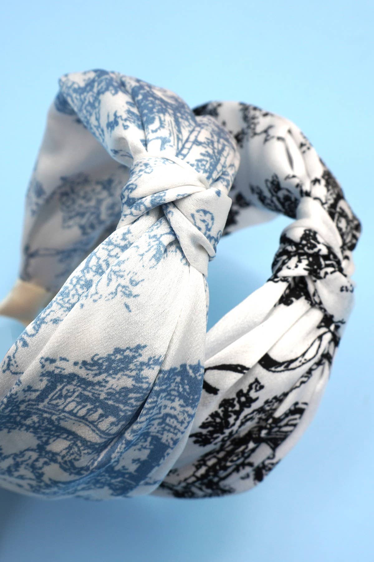 FLORAL TOILE PATTERN VINTAGE HAIR BAND BANGS | 40HB168: Blue