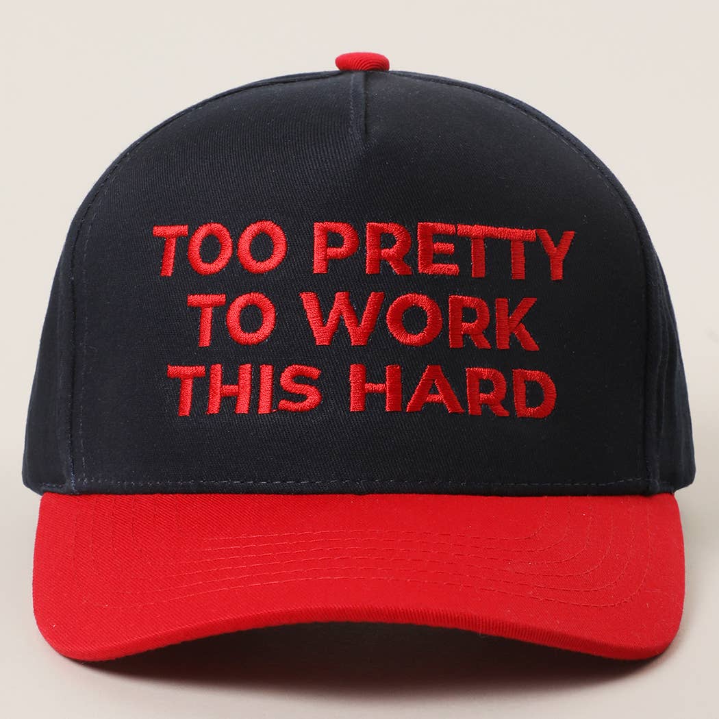 TOO PRETTY TO WORK Embroidery Trucker Hat: LEOPARD / One Size