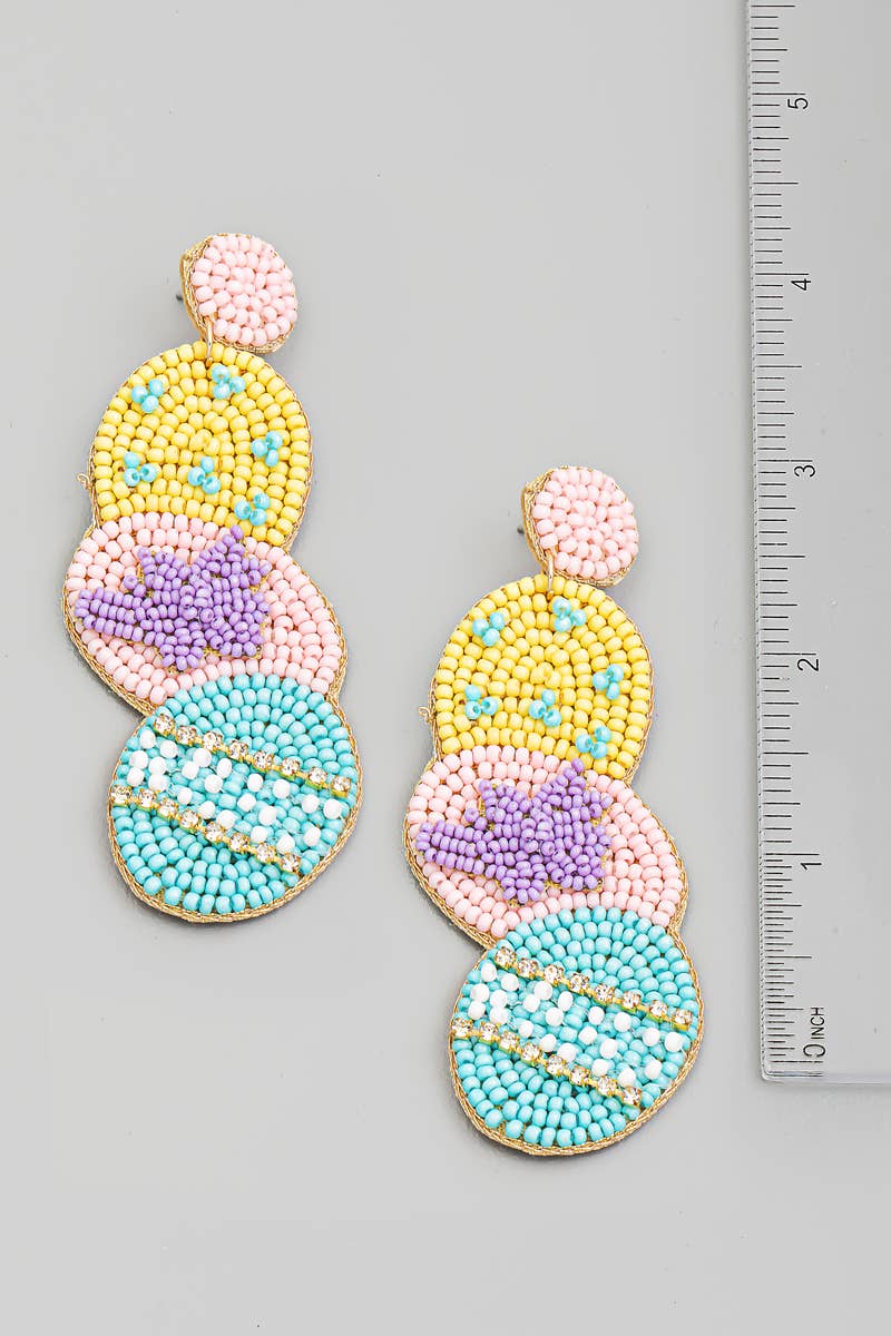 Layered Beaded Easter Egg Drop Earrings: MT
