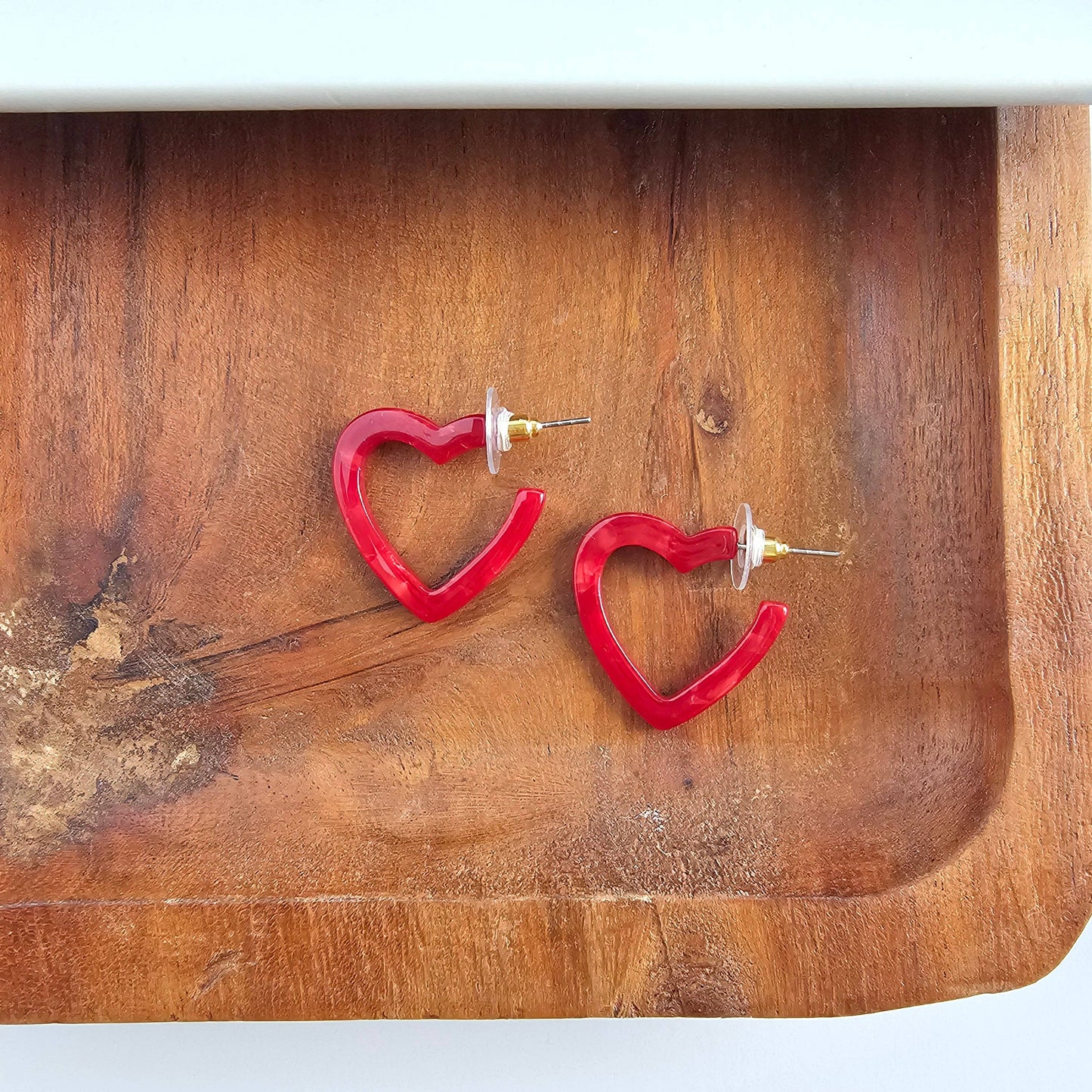 Mini Heart Hoops - Red // Valentine's Day Earrings, Jewelry