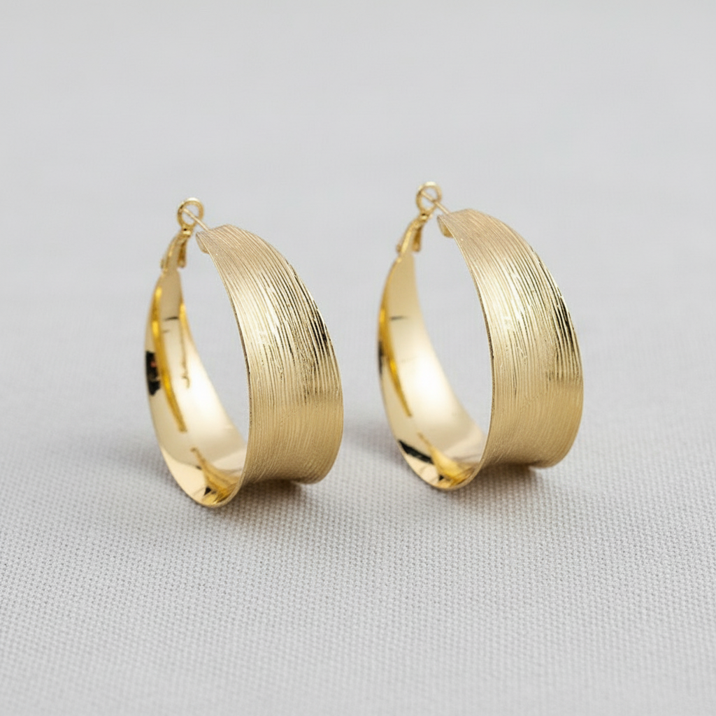 Exaggerated C-Shaped Textured Hoop Earrings