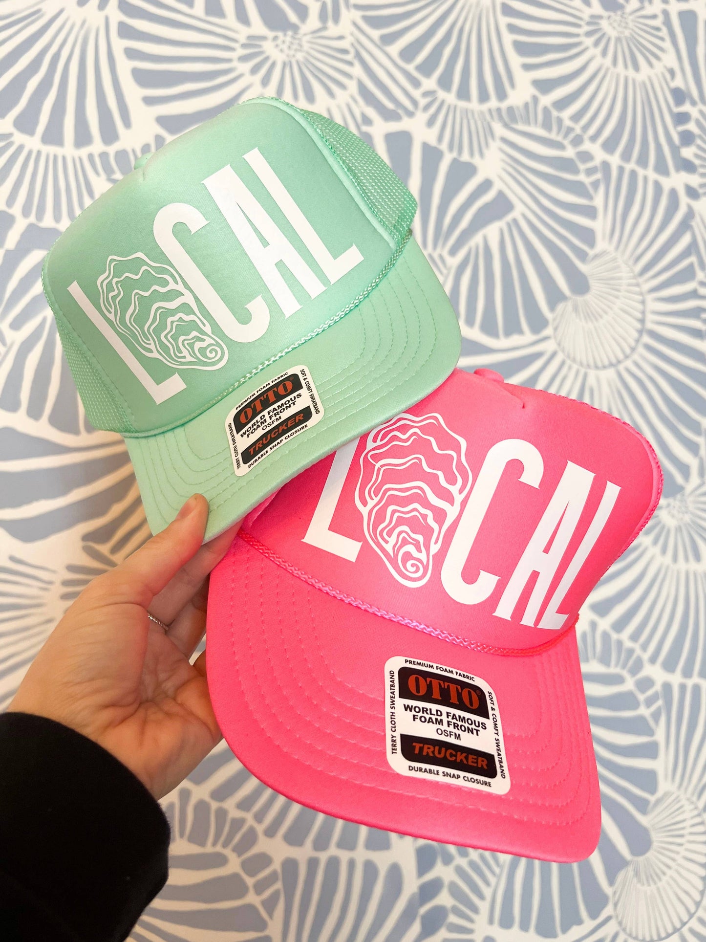 LOCAL Oyster Shell Trucker Hat: Light Blue