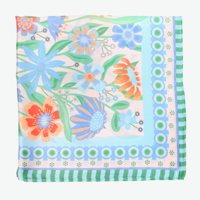 S26075 100% Polyester Lightweight Square Scarf: 02 BL