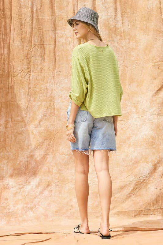 Knit Waffle Top: Pistachio / M