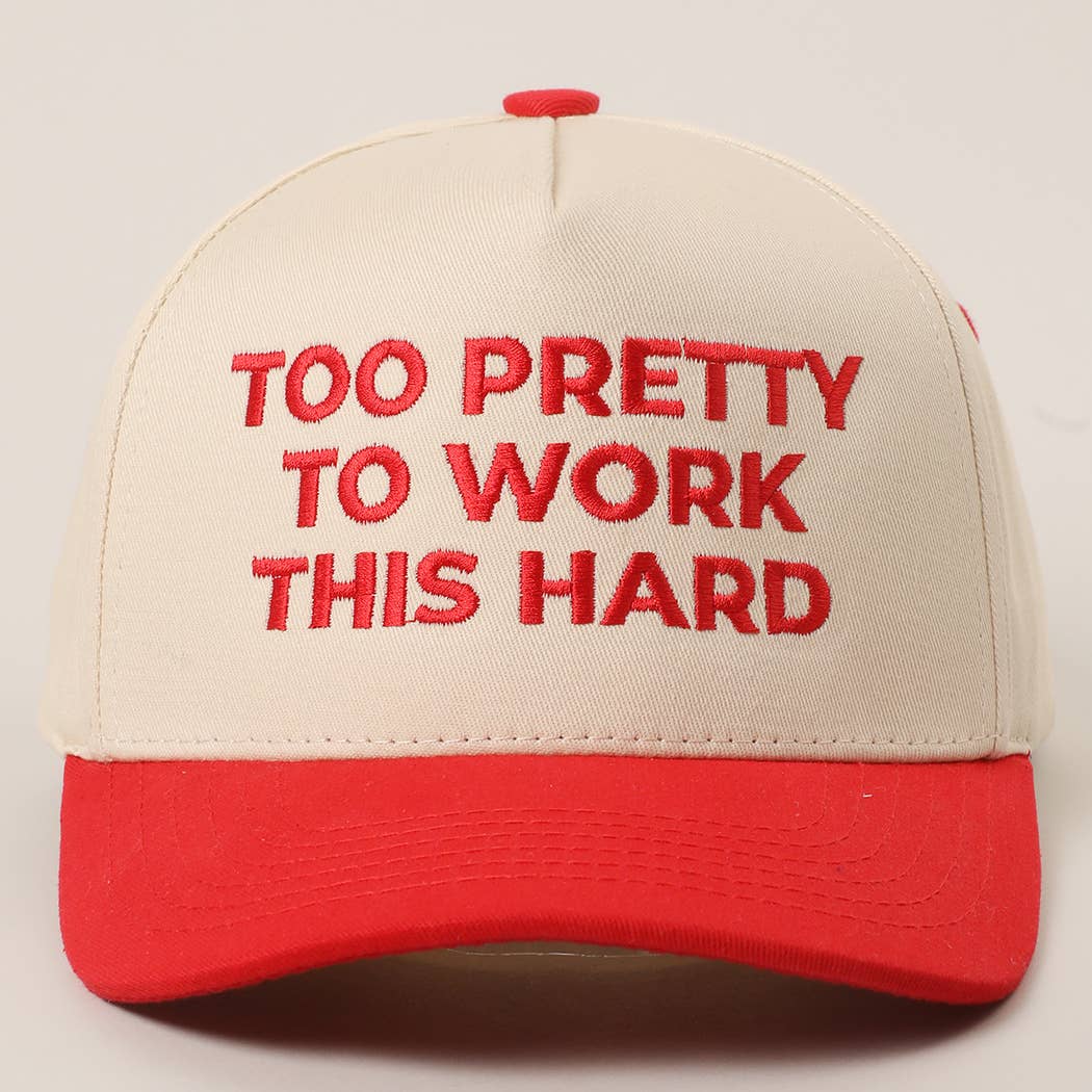 TOO PRETTY TO WORK Embroidery Trucker Hat: LEOPARD / One Size