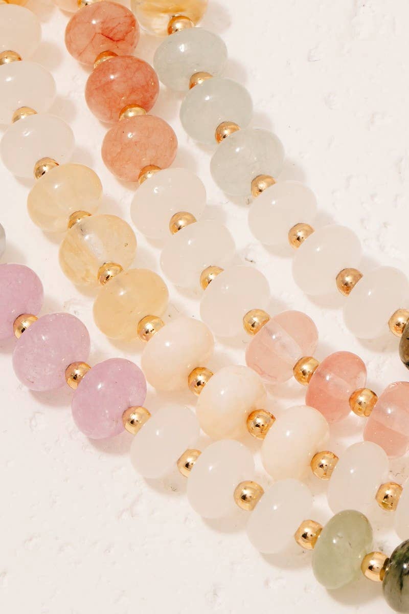 Round Stone Beaded Necklace: BPINK