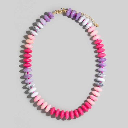 Marble Resin Disc Beaded Necklace: GDPNK