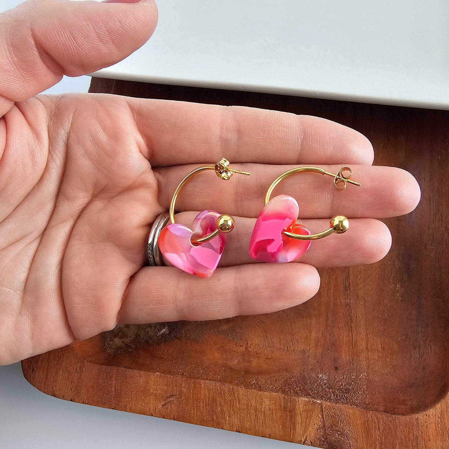 Sweetheart Hoops - Tickled Pink // Valentine's Day Earrings