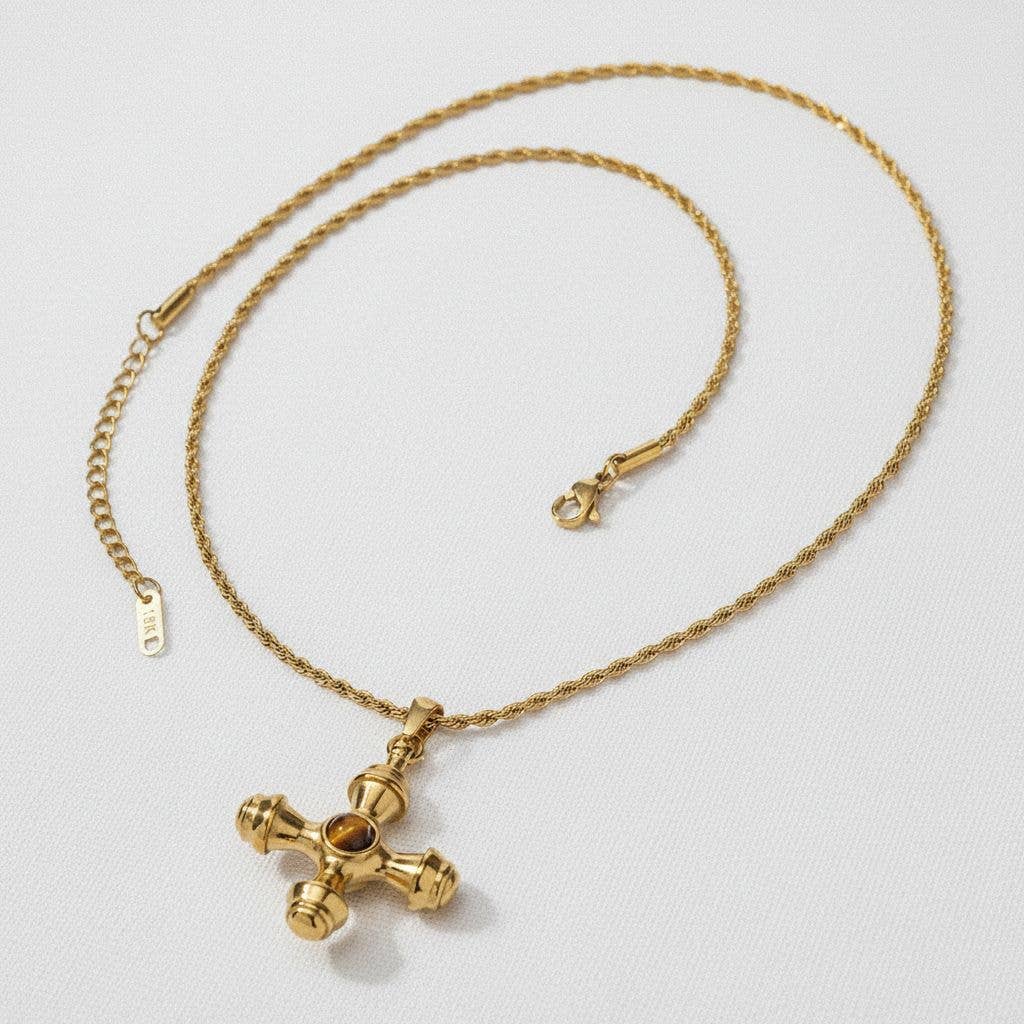 18K Gold Cross Pendant Necklace: A1