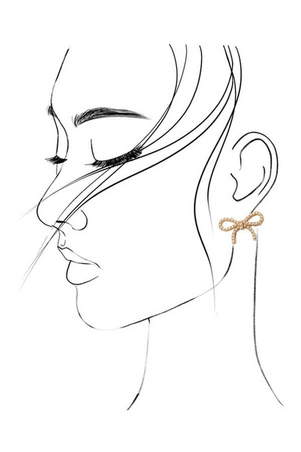 PEARL BOW STUD EARRINGS | 80E2405: Gold