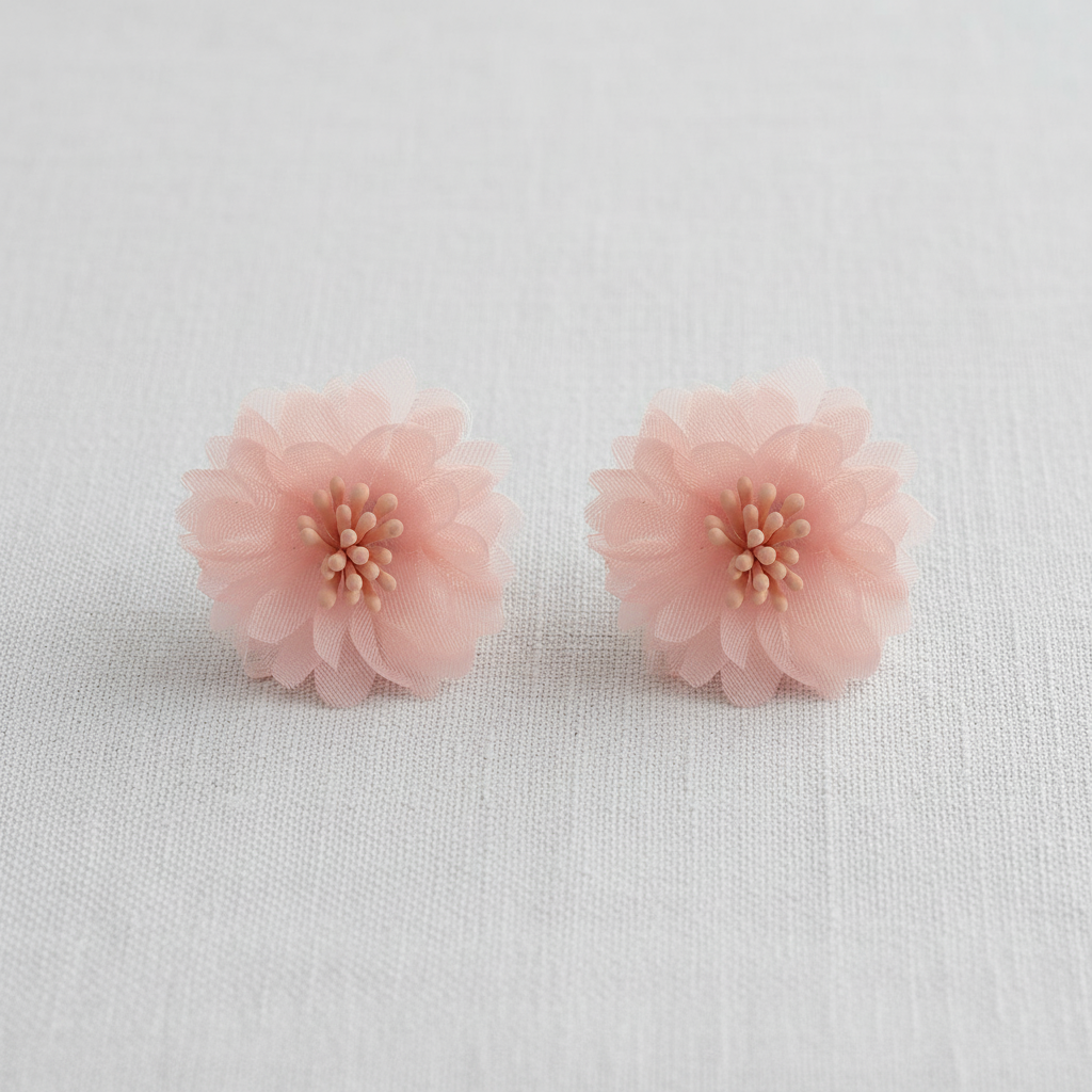 Chiffon Floral Stud Earrings