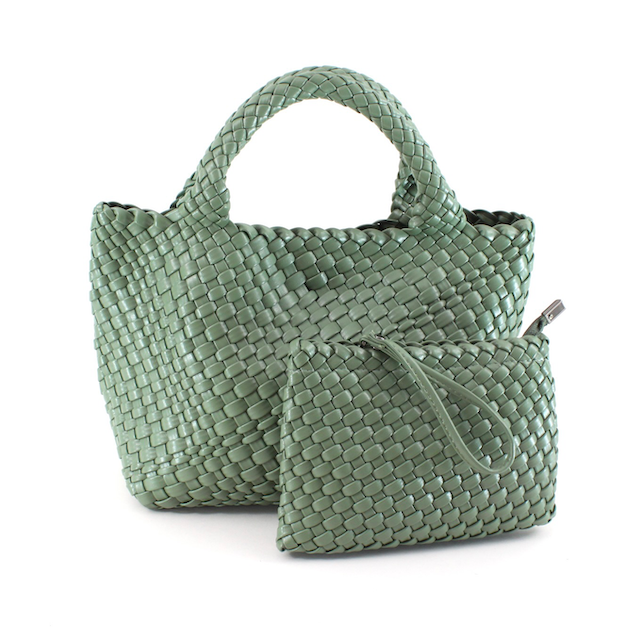 P24013 Medium Woven Tote Crossbody Bag w/Cosmetic Pouch: 12 S Blue