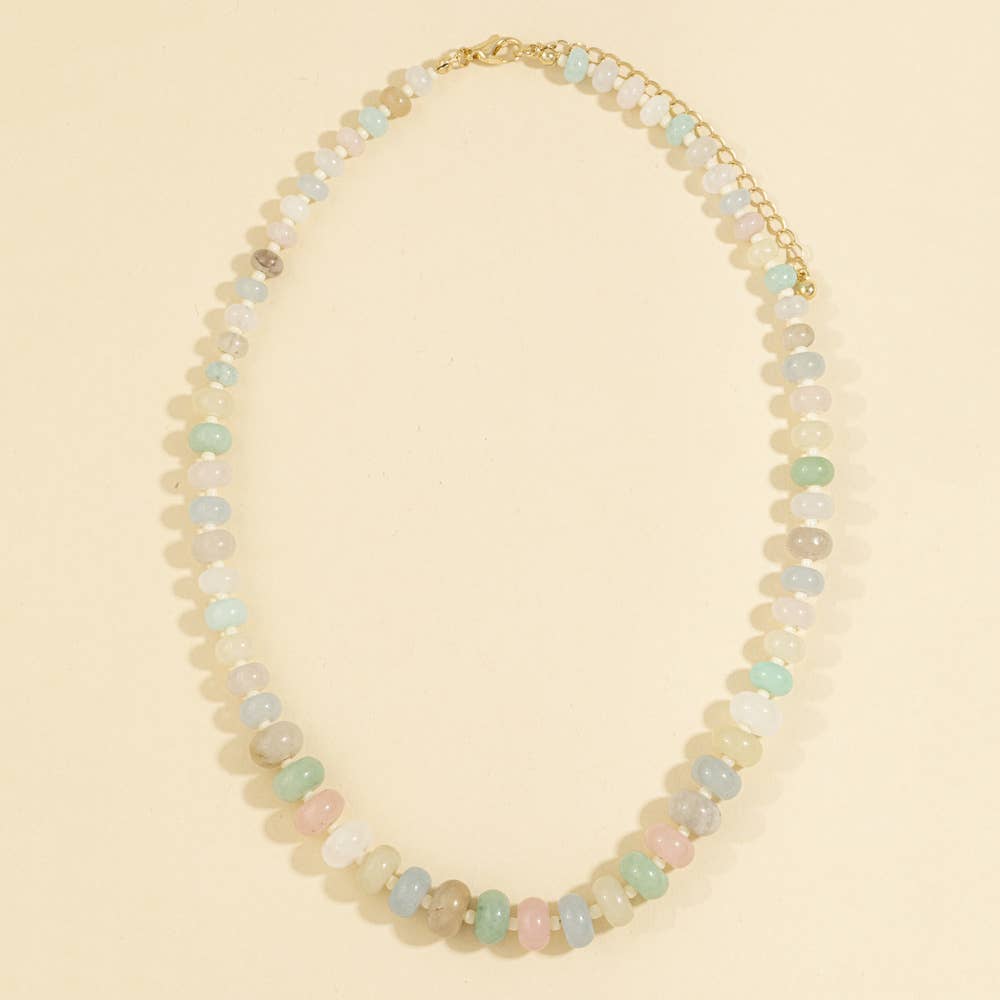 Rondelle Semi Precious Stone Beaded Necklace: LMUL