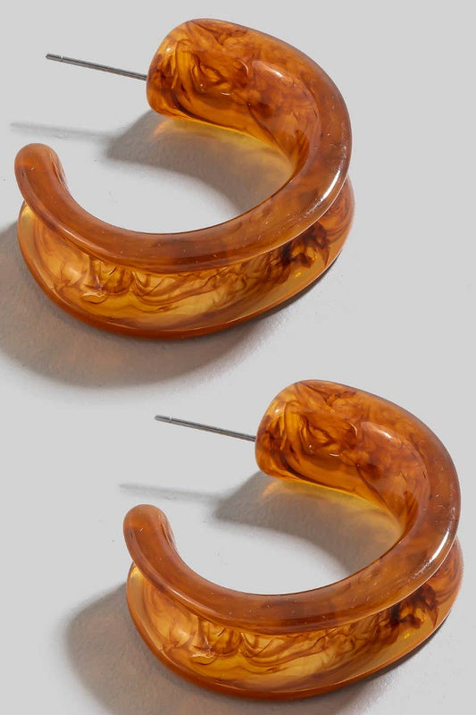 Wavy Resin Hoop Earrings: BN