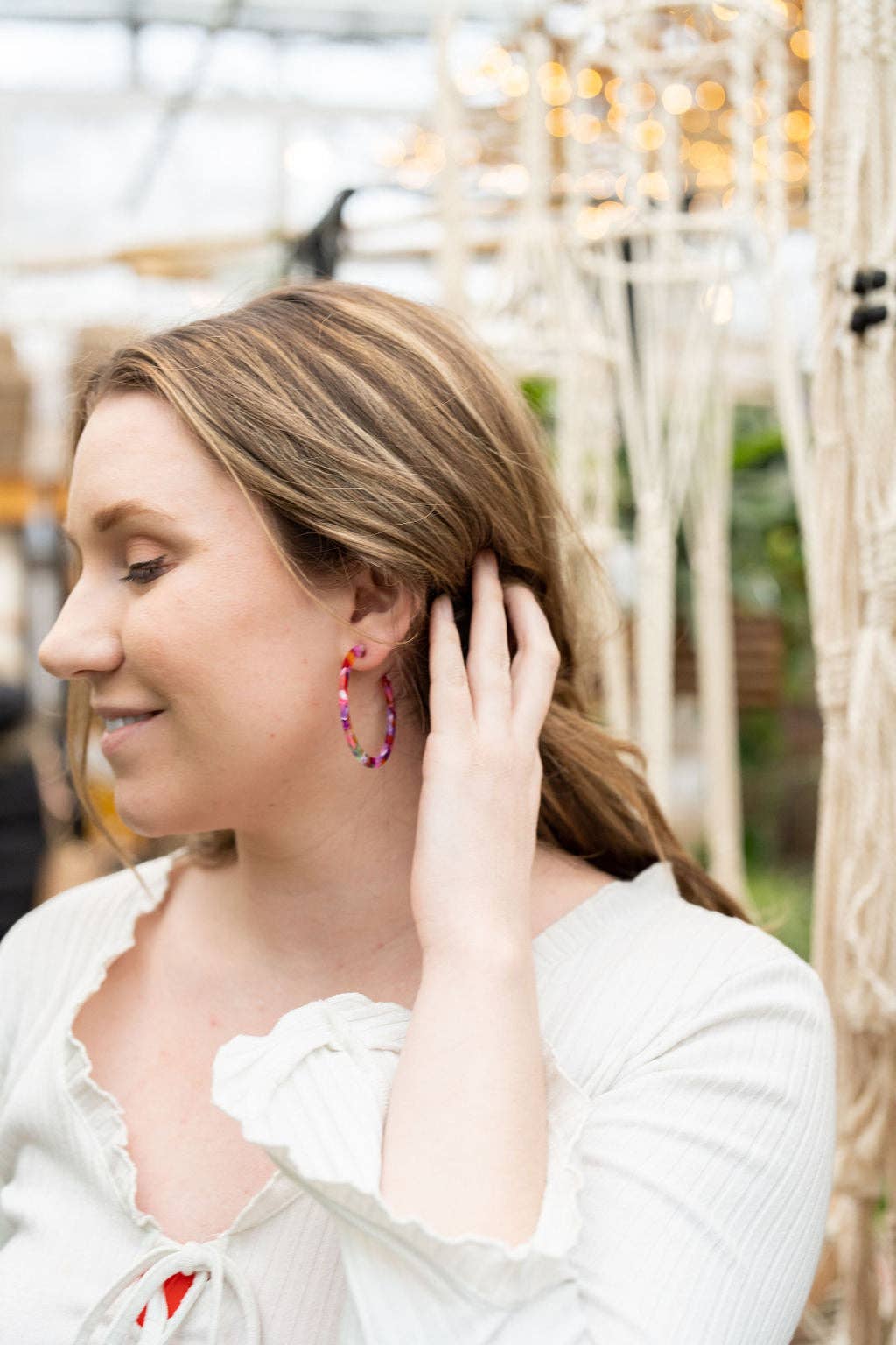 Cameron Hoops - Paradise Pink // Jewelry, Earrings