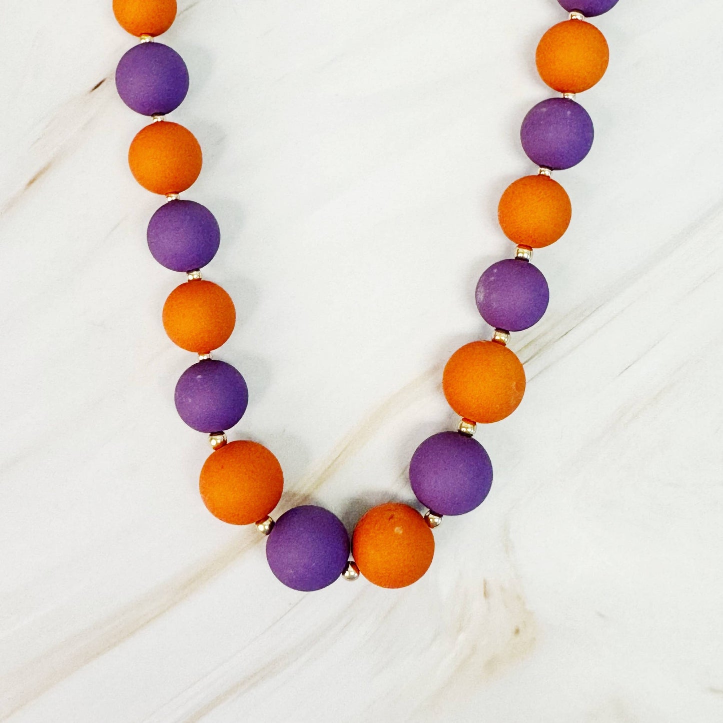 Champion Of The Game Ball Bead Necklace: Orange/White