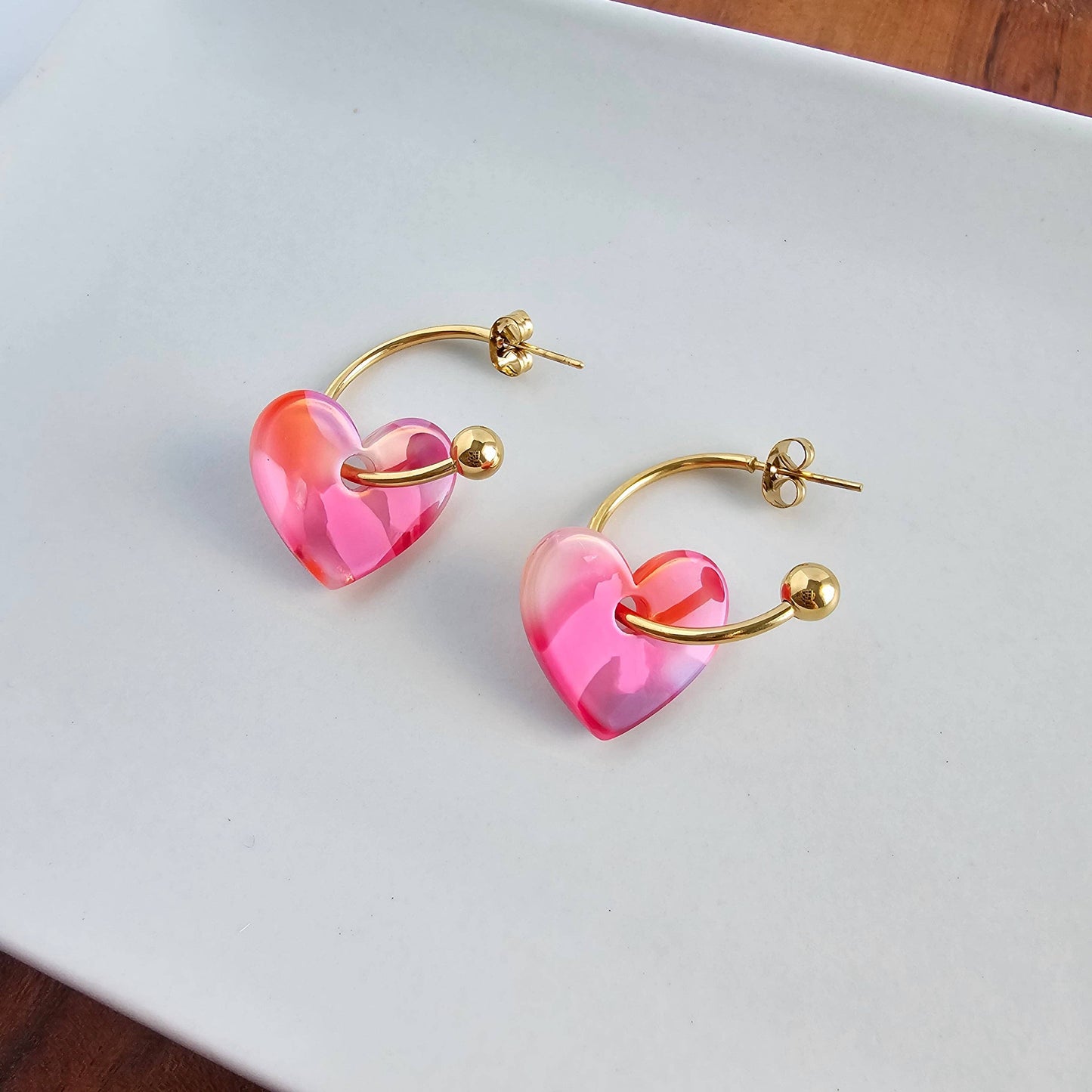 Sweetheart Hoops - Tickled Pink // Valentine's Day Earrings