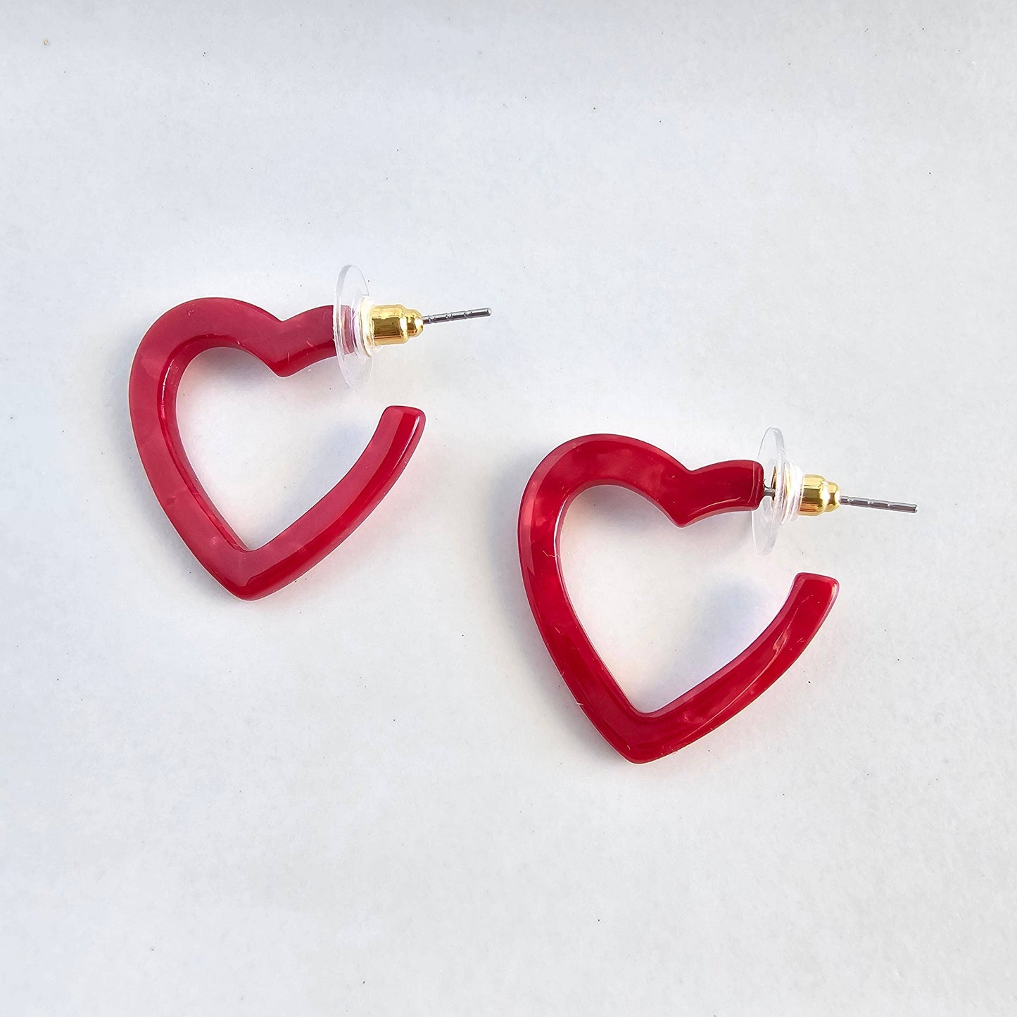 Mini Heart Hoops - Red // Valentine's Day Earrings, Jewelry