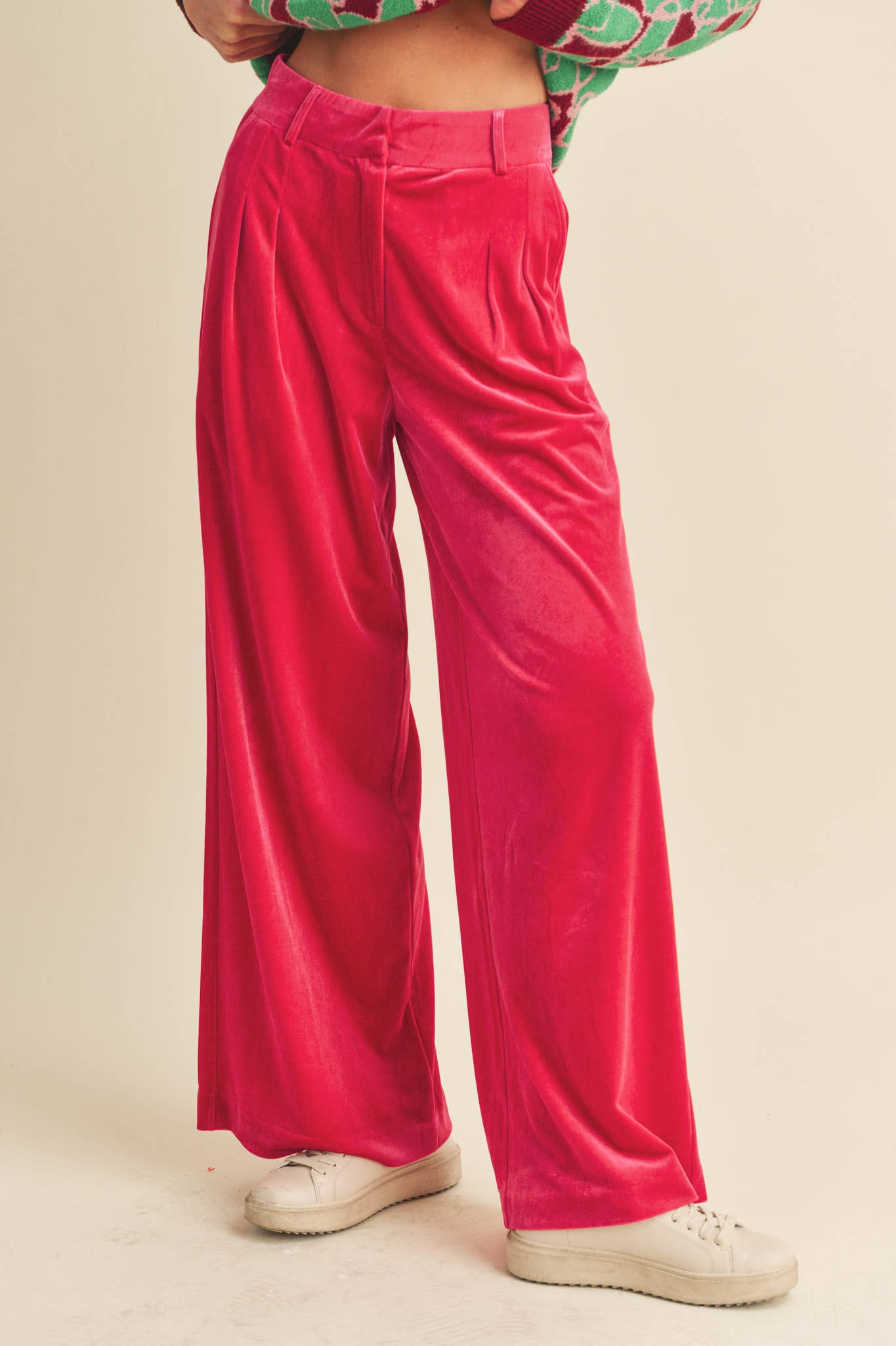 WIDE LEG VELVET TROUSERS MP2503: ROSE MAUVE / L