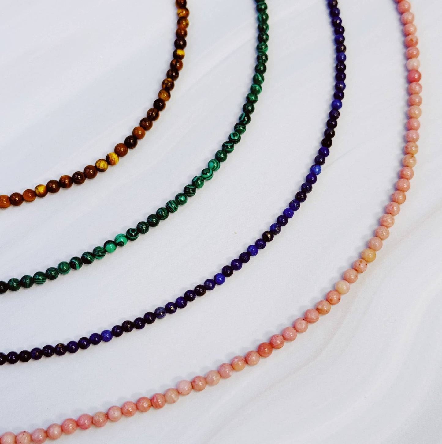 Natural Stone Beads Single Strand Necklace: Rhodonite Pink