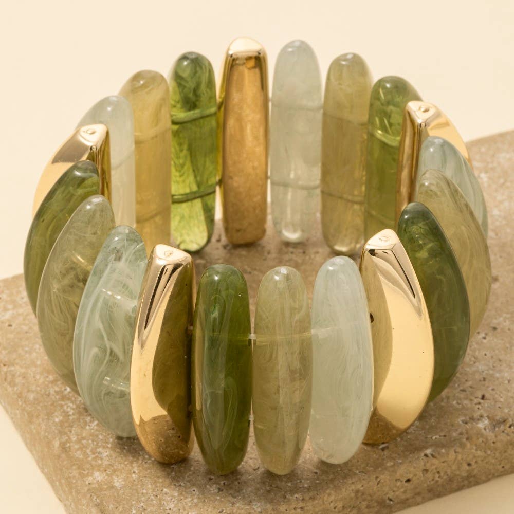 Metallic And Marble Resin Bangle Bracelet: GNT