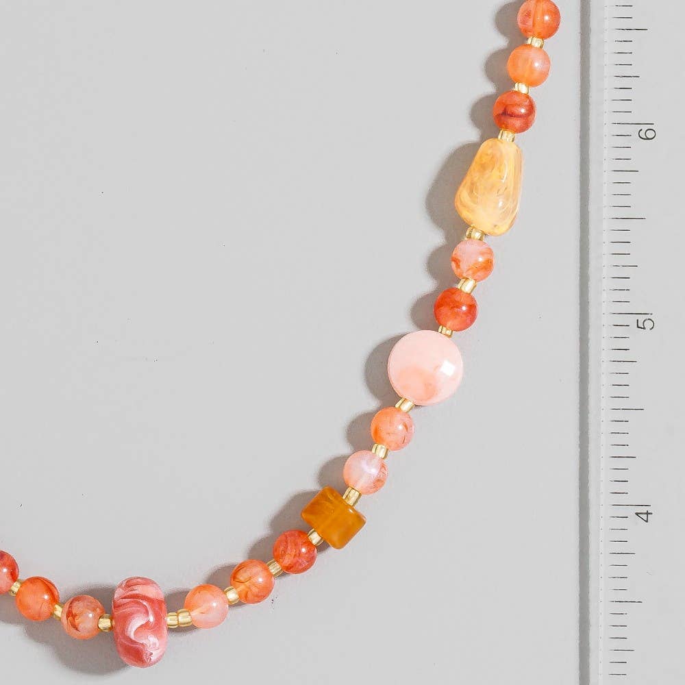 Red Tones Epoxy Beaded Necklace: MRD