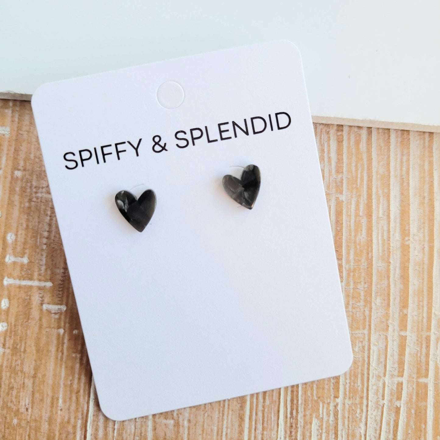 Hand Drawn Heart Studs - Black // Jewelry, Earrings, Valentine's