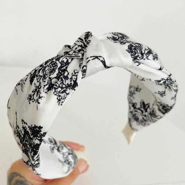 FLORAL TOILE PATTERN VINTAGE HAIR BAND BANGS | 40HB168: Blue